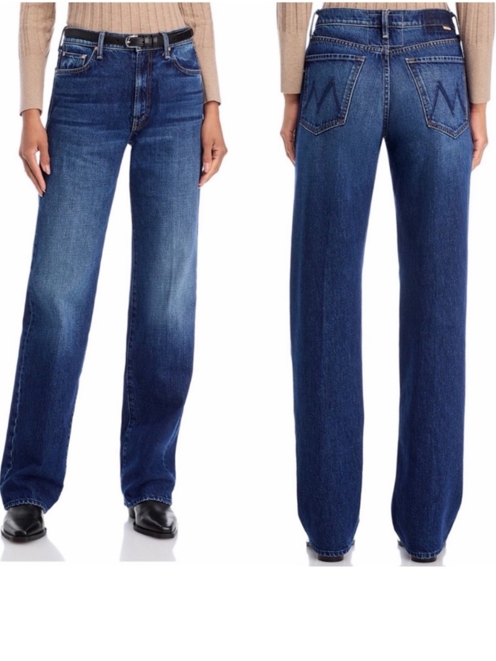 MOTHER Jeans The Rambler Zip Sneak in Unplugged Dark Wash Blue Size 25